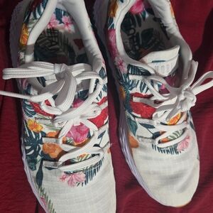 NOBULL Women's White Sneakers with Multicolor Floral Print